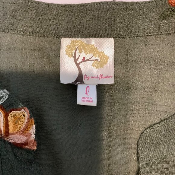 Anthropologie Fig & Flower Embroidered Boho Long Sleeve Top – Women’s Large - Picture 4 of 10